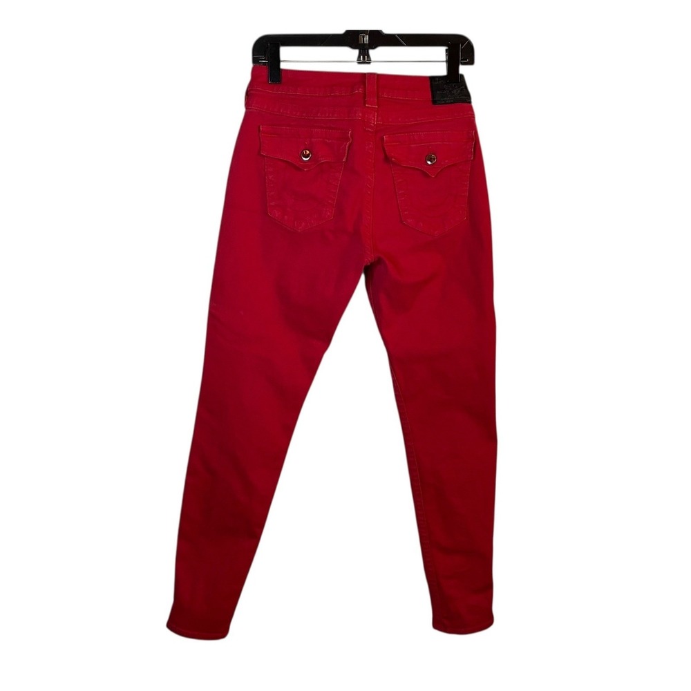 True Religion Serena Red Skinny Jeans Women's Size 31W 29L Studded Pockets - Picture 2 of 8